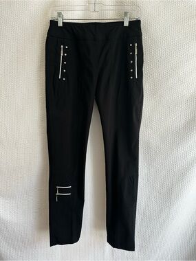 JAMIE SADOCK Skinnylicious Black Golf Pants Gold Stud Zip Detail Women’s Size 4